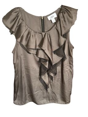LOFT Taupe Ruffle Front Sleeveless Camisole- NWOT M